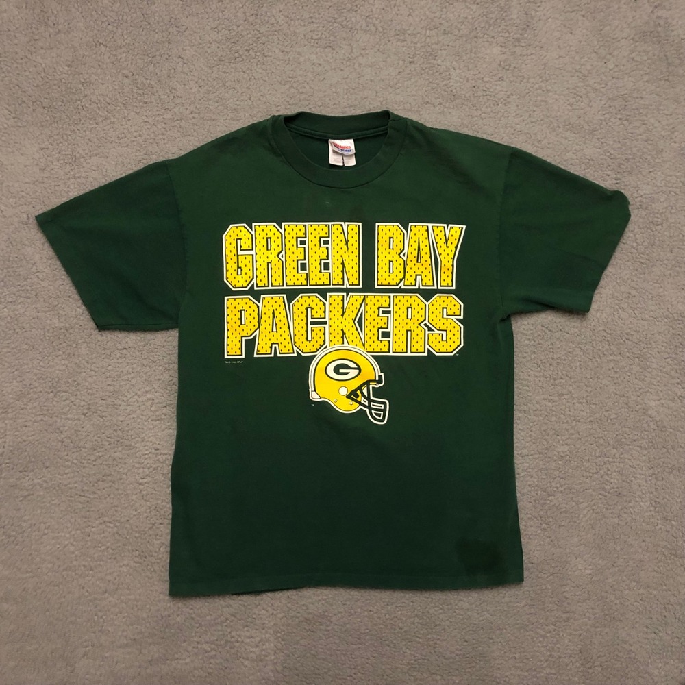 Vintage Green Bay Packers T Shirt‎ Green Mens Large NFL Football Cheesehead
